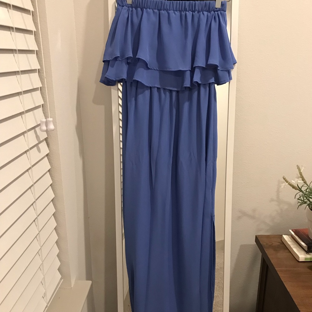 Blue Maxi Strapless Bar III Dress